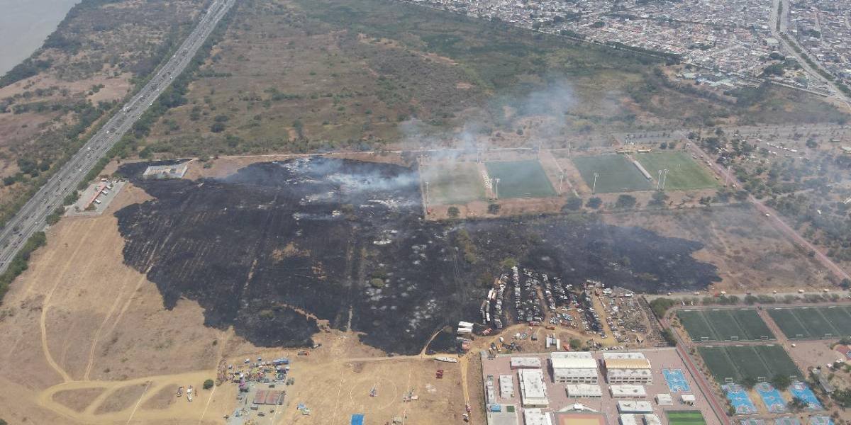 Incendio en Guayaquil afecta 18 hectáreas y reduce a cenizas 30 vehículos